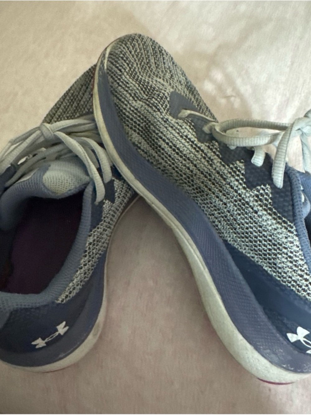Under Armour Women’s Blue and Gray Knit Athletic Sneakers
